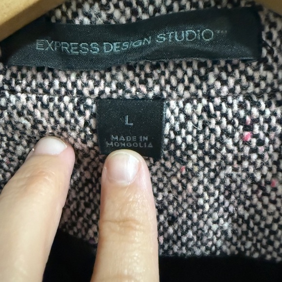 Express Pink Tweed Trench Knee Length Coat NWT - Picture 6 of 6